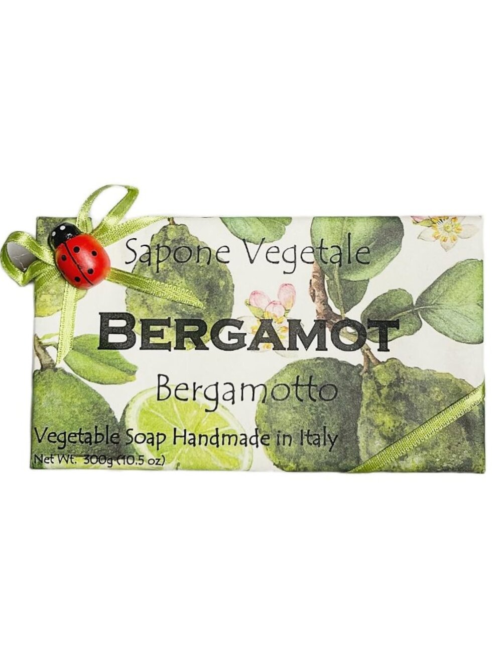 Alchimia Bergamot Vegetable Soap, 10.5 oz, Handmade in Italy Ladybug Charm